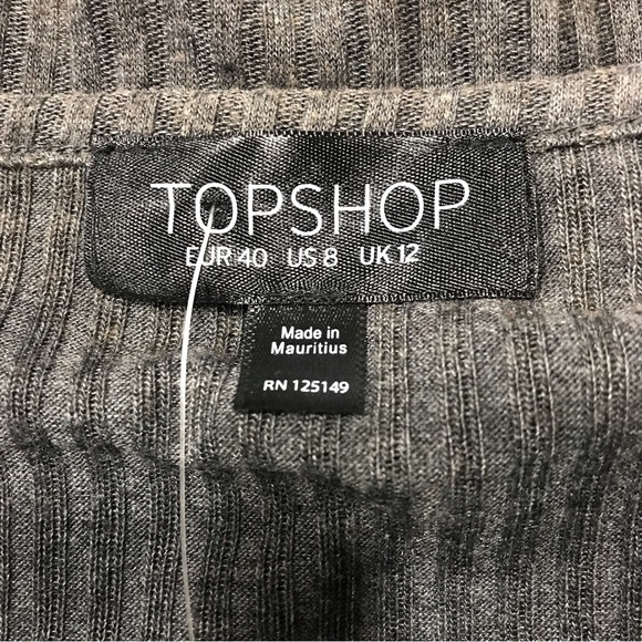 Topshop Charcoal Grey Ribbed Cropped Top - Picture 10 of 10